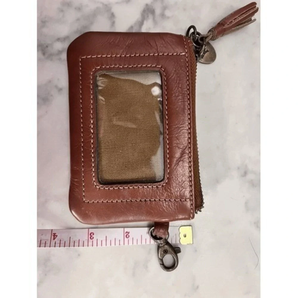 Jack Mason Brown Leather ID Holder Coin Pouch Texas A&M Charm Tassel Zipper